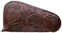 3D Belt Company PI114 Brown Pistol Case with Fancy Embossed Leather